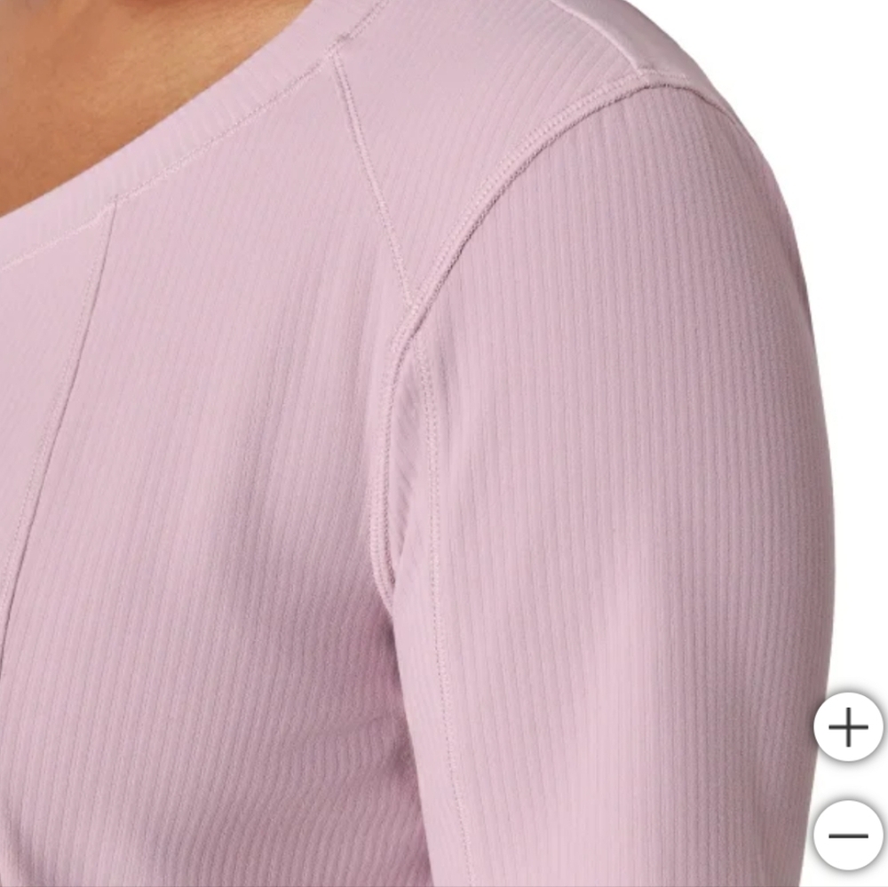 NWT Mondetta Women's Short Sleeve Ribbed V-Neck Tee Pink M cropped gym outdoor - Picture 3 of 4